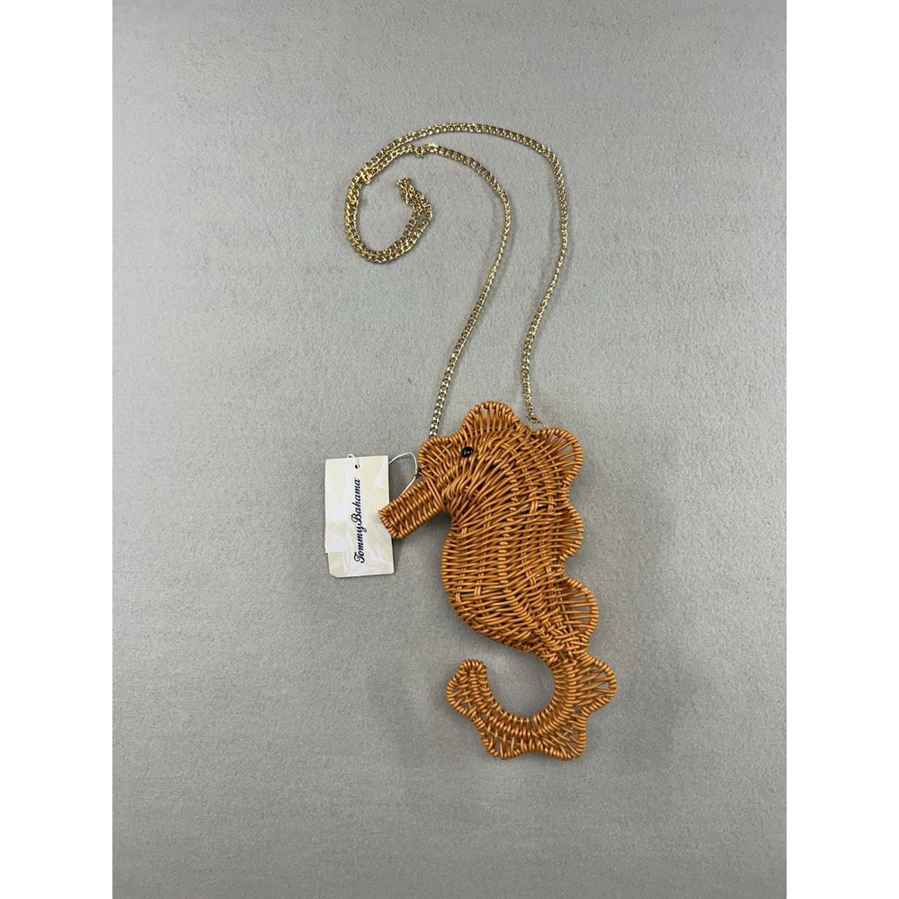 NWT Tommy Bahama Woven Wicker Seahorse Crossbody Viral Purse Ocean Beach